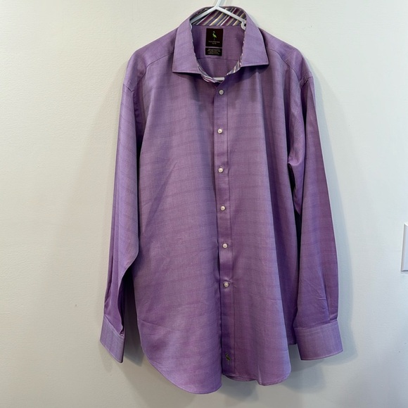 Tailorbyrd 100% cotton XL long sleeve button down in purple - Picture 2 of 7